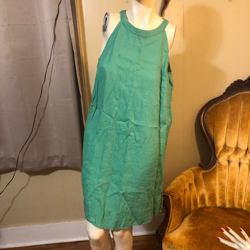 Green lSigrid Olsen 100% linen dress